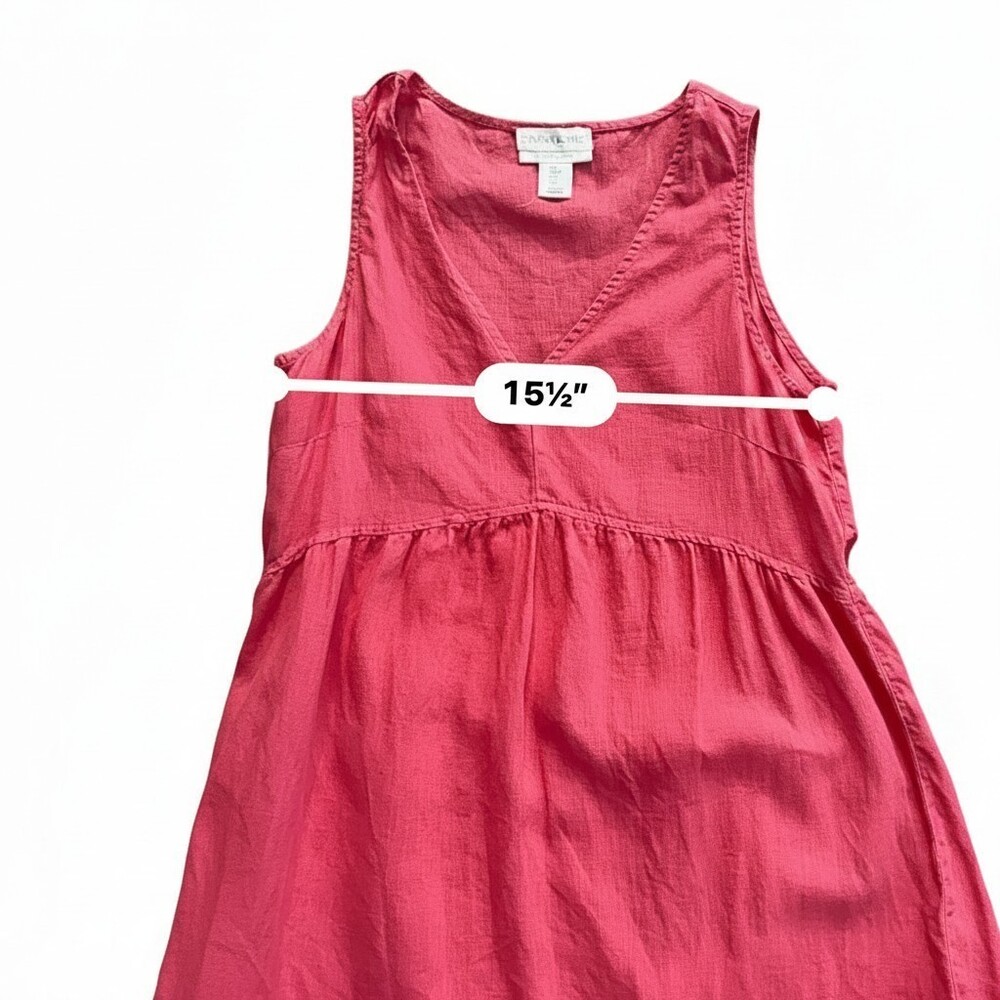 Cynthia Rowley 100% Linen Sundress Size S Raspberry Empire Waist Ruffle Hem - Picture 8 of 10